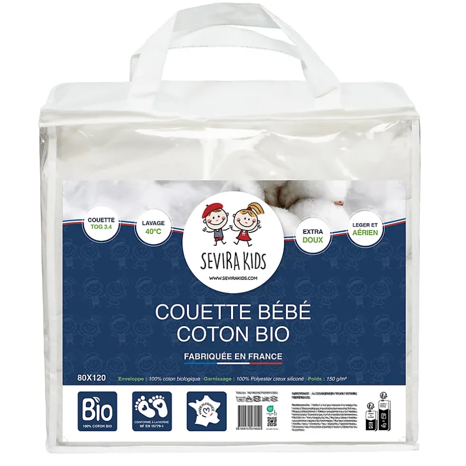 Sevira Kids Couette bébé toute saison coton bio made in France Clearance