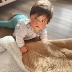 Sevira Kids Couverture en gaze de coton et sherpa Jeanne Discount
