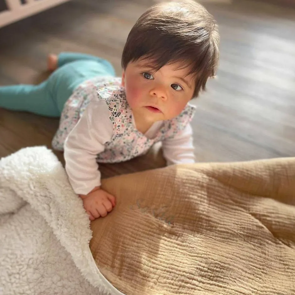 Sevira Kids Couverture en gaze de coton et sherpa Jeanne