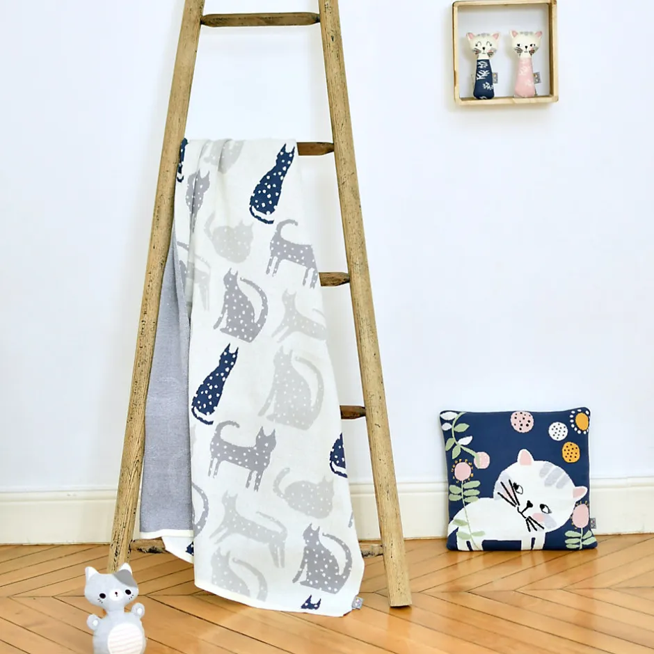 Sevira Kids Couverture en coton bio Gots Chat