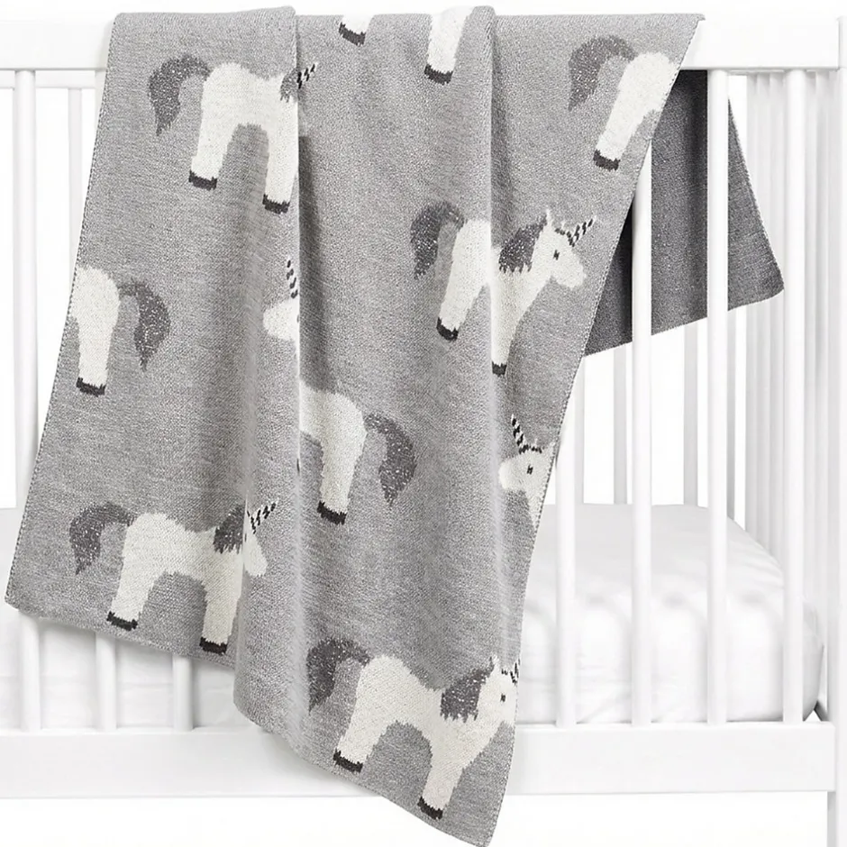 Sevira Kids Couverture pour bébé en coton bio LICORNE