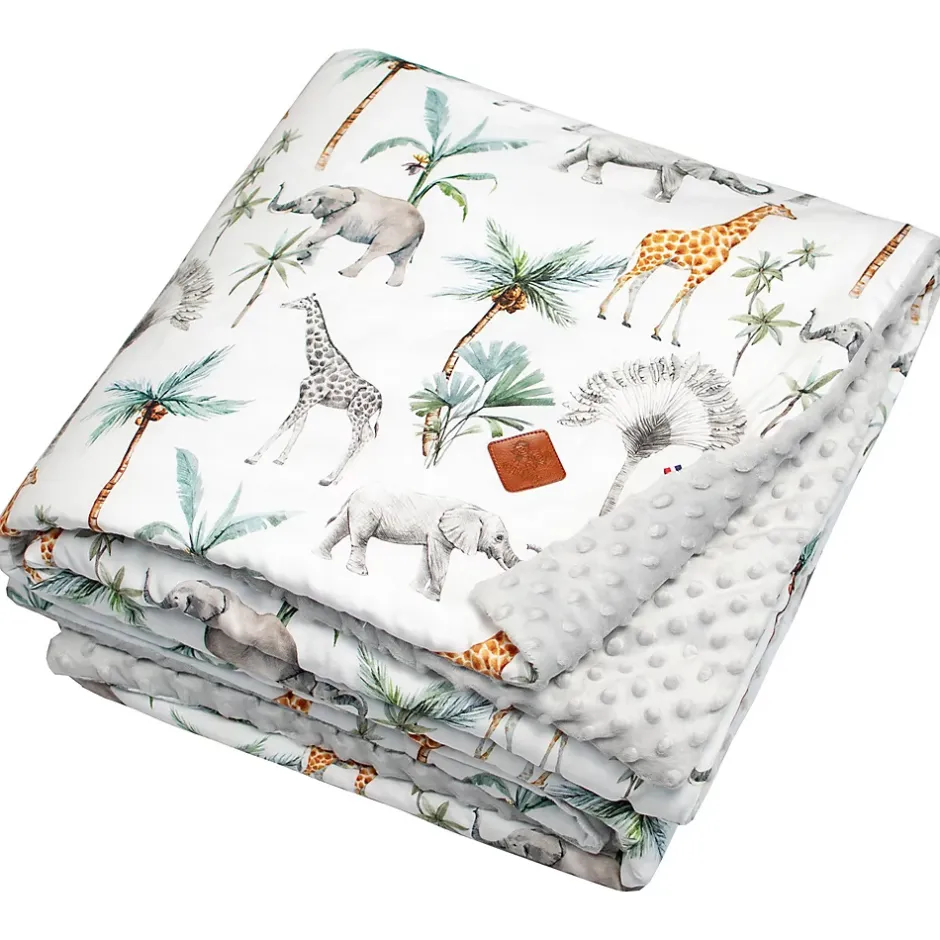 Sevira Kids Grand plaid couverture réversible en minky Safari Outlet