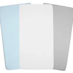 Sevira Kids Lot de 3 draps housse berceau en gaze de coton Uni