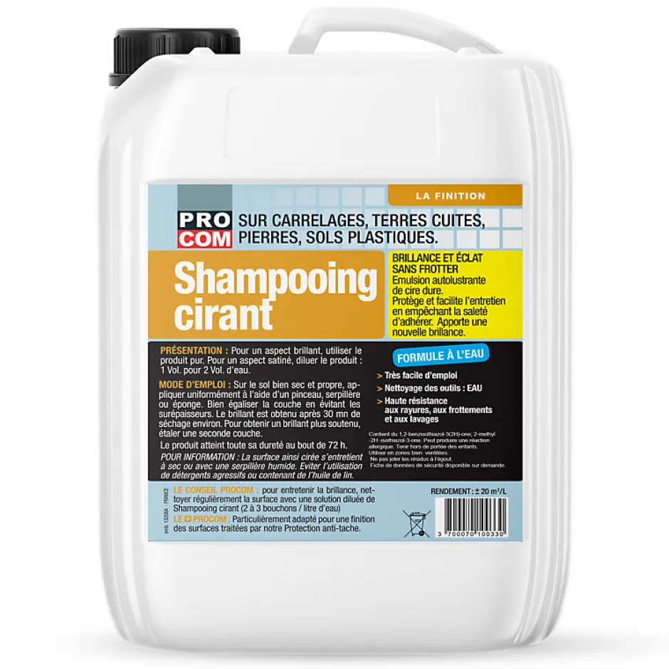Procom Shampooing cirant pour carrelage, pierres naturelles, terres cuites, marbres, grés -5 litres-