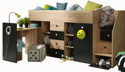 Abiks Meble SMART 3P Lit superposé 248,5/123/93 (artisan/noir) Outlet