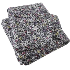 Altobuy SOIZIC - Chemin de Lit 90x200cm Gaze de Coton Imprimé Bleu-Violet Imprimé Fleurs Discount