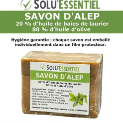 Tout Pour Les Nuisibles Solu Essentiel - Savon d Alep - 20% huile de baies de laurier - 80% huile d olive - Savon de 200g - lot de 10