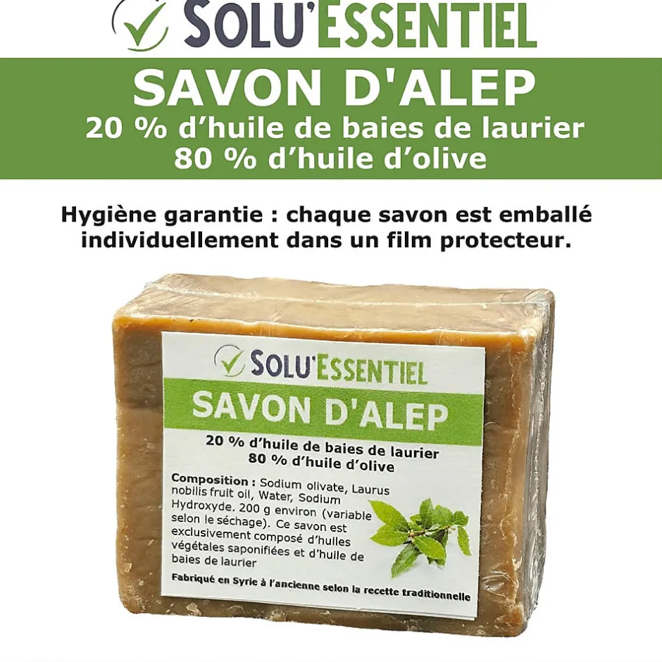 Tout Pour Les Nuisibles Solu Essentiel - Savon d Alep - 20% huile de baies de laurier - 80% huile d olive - Savon de 200g - lot de 10