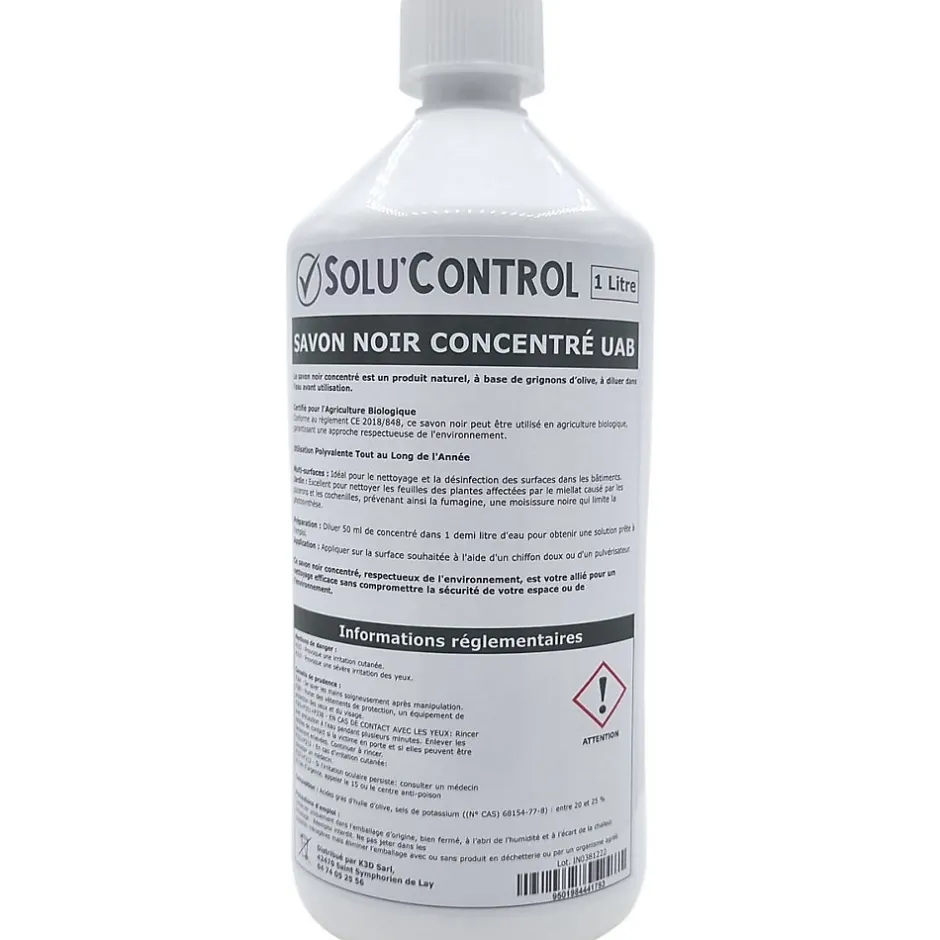 Tout Pour Les Nuisibles SOLU'CONTROL - Savon Noir Naturel Concentré, 1L, Nettoyant, enlève le miellat et les pucerons