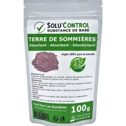 Tout Pour Les Nuisibles SOLU'CONTROL - Terre de Sommières 100g - Détachant Naturel et Absorbant - Élimine les Odeurs d'Urine, Litière de Chat, Tapis Clearance