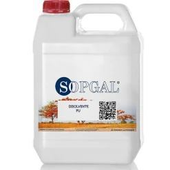 Sopgal Solvant spécial peinture polyuréthane (5 l). Réduit viscosité et augmente l'adhérence. Utilisé pour le nettoyage des outils