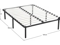 Habitat Et Jardin Sommier à lattes + pieds pour matelas 140 x 190 cm 26 lattes