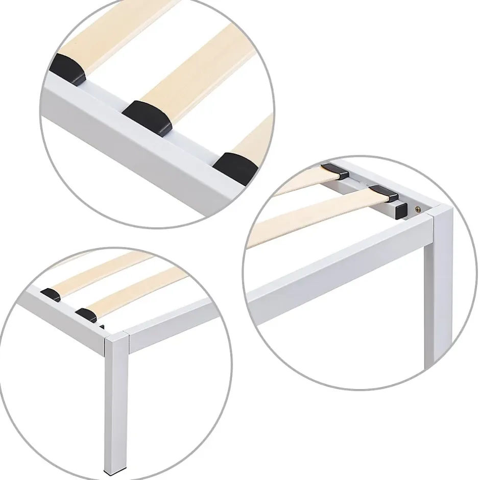 Monmobilierdesign Sommier à Lattes Avec Pieds En Acier Robuste 90x200 Cm Blanc Sale
