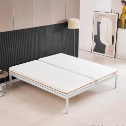 Monmobilierdesign Sommier à Lattes Avec Pieds En Acier Robuste 160x200 Cm Blanc Online