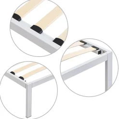 Monmobilierdesign Sommier à Lattes Avec Pieds En Acier Robuste 160x200 Cm Blanc Online