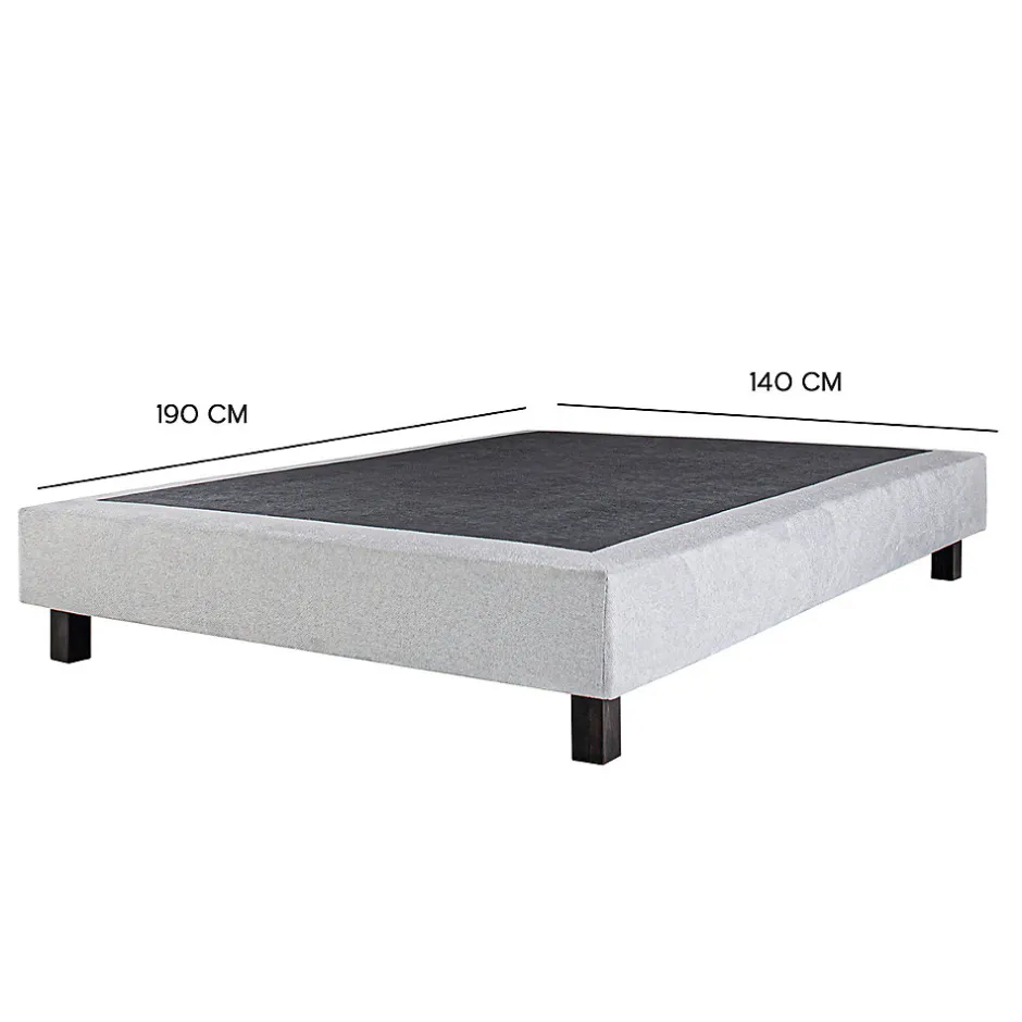 Juanio Sommier à lattes avec pieds CELY, tapissier en bois massif couleur gris -longueur 190 x largeur 140 cm