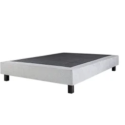 Juanio Sommier à lattes avec pieds CELY, tapissier en bois massif couleur gris-longueur 200 x largeur 160 cm