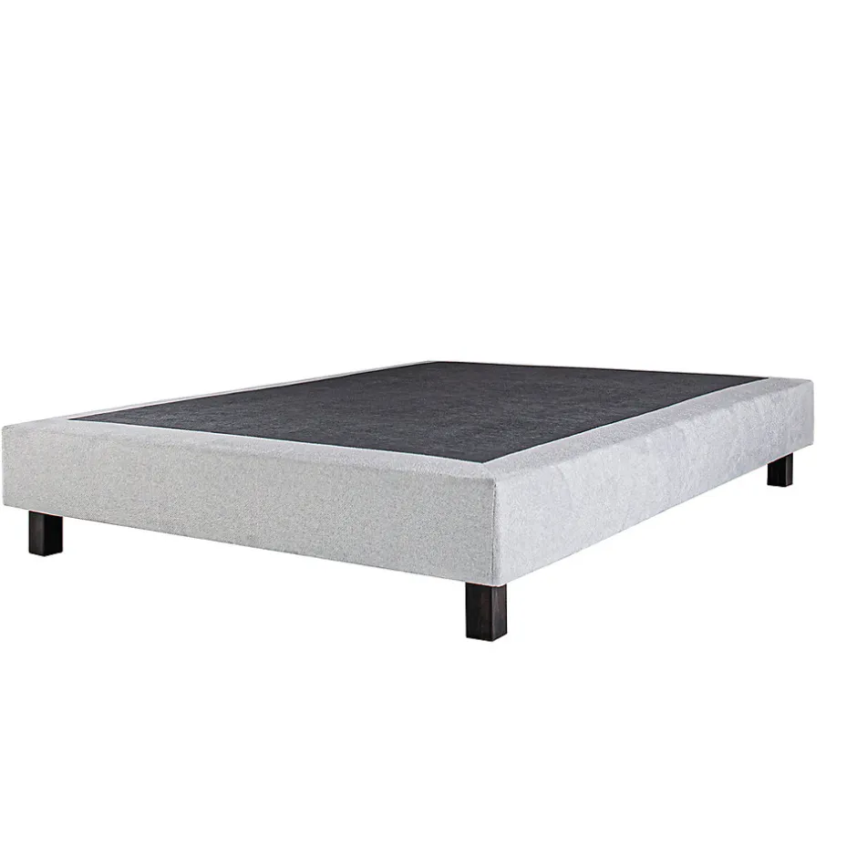 Juanio Sommier à lattes avec pieds CELY, tapissier en bois massif couleur gris-longueur 200 x largeur 160 cm