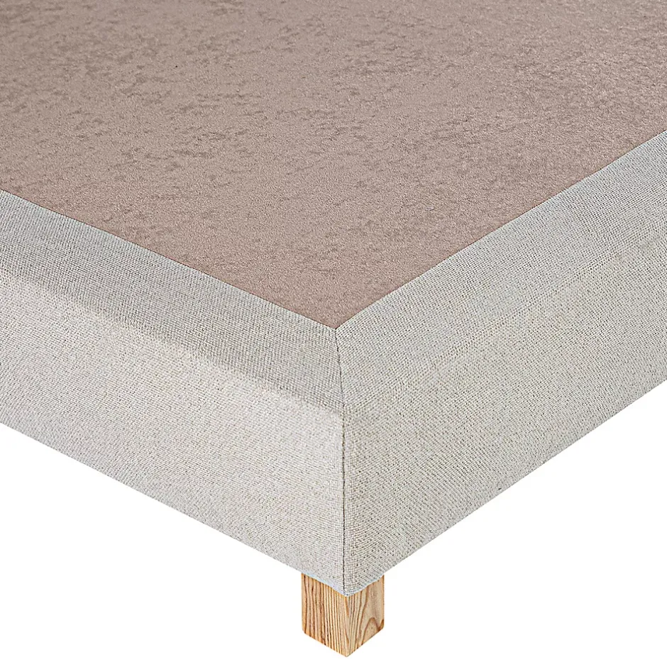 Juanio Sommier à lattes avec pieds TAMY, tapissier en bois massif couleur beige - longueur 200 x largeur 160 cm Sale