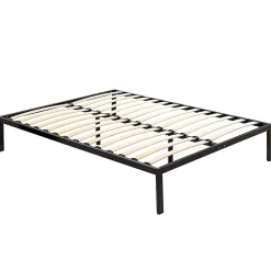 Monmobilierdesign Sommier à Lattes Avec Pieds En Acier Robuste 160x200 Cm Noir
