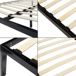 Monmobilierdesign Sommier à Lattes Avec Pieds En Acier Robuste 160x200 Cm Noir