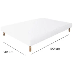 Juanio Sommier à lattes avec pieds KEY, tapissier en bois massif couleur blanc - longueur 190 x largeur 140 cm Discount