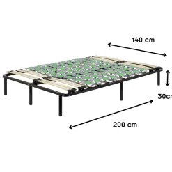Monmobilierdesign Sommier à Lattes Avec Plots De Soutien 140x200 Cm Avec Pieds