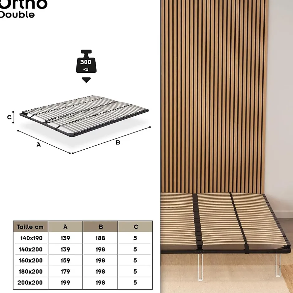 Monmobilierdesign Sommier à Lattes En Acier Avec Bande Stabilisatrice Noir 160x200 Cm Sans Pieds Online