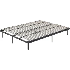 Monmobilierdesign Sommier à Lattes En Acier Avec Bande Stabilisatrice Noir 140x200 Cm Avec Pieds