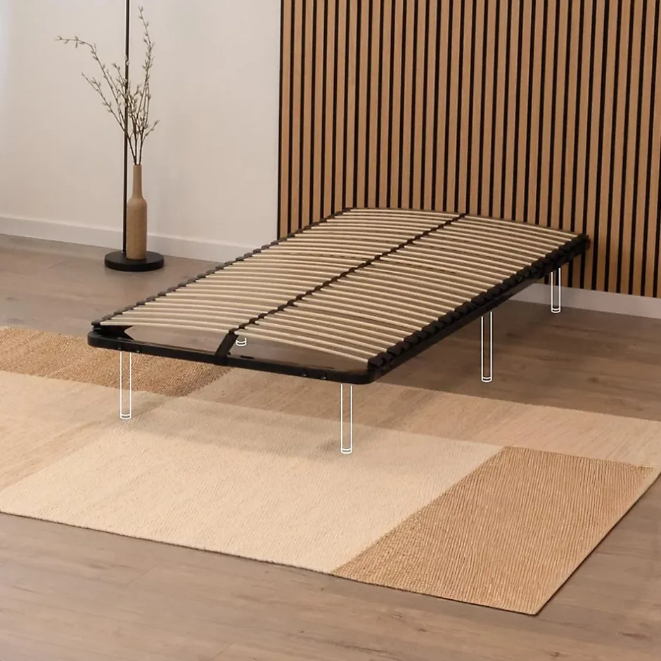 Monmobilierdesign Sommier à Lattes En Acier Avec Bande Stabilisatrice Noir 80x200 Cm Sans Pieds Best