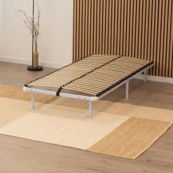 Monmobilierdesign Sommier à Lattes En Acier Avec Bande Stabilisatrice Blanc 90x190 Cm Avec Pieds Sale