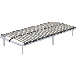 Monmobilierdesign Sommier à Lattes En Acier Avec Bande Stabilisatrice Blanc 90x190 Cm Avec Pieds Sale