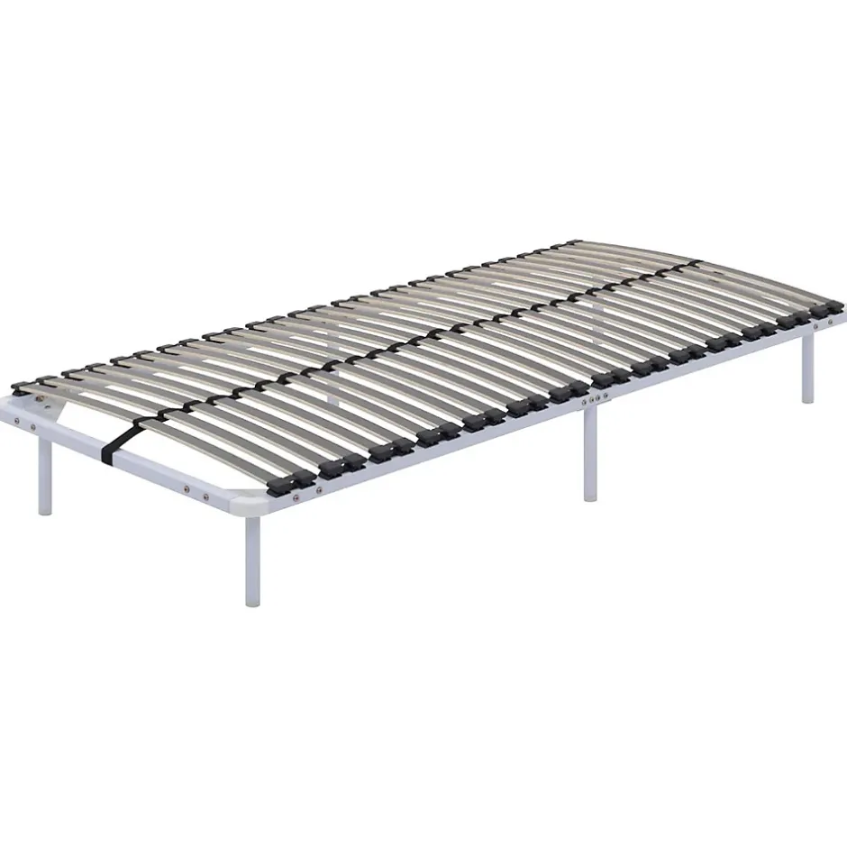 Monmobilierdesign Sommier à Lattes En Acier Avec Bande Stabilisatrice Blanc 90x190 Cm Avec Pieds Sale