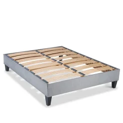 Olympe Literie Sommier à lattes en bois Ergostar 160x200 cm Coloris Gris clair Livré en kit