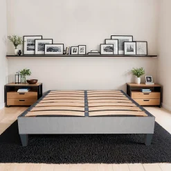 Olympe Literie Sommier à lattes en bois Ergostar 160x200 cm Coloris Gris clair Livré en kit