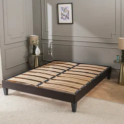 Olympe Literie Sommier à lattes en bois Kit15 200x220 cm Coloris Gris anthracite Livré en kit