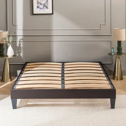 Olympe Literie Sommier à lattes en bois Kit15 200x200 cm Coloris Gris anthracite Livré en kit