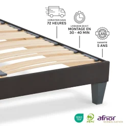 Olympe Literie Sommier à lattes en bois Kit15 180x200 cm Coloris Gris anthracite Livré en kit