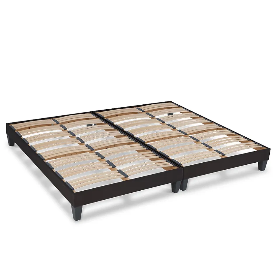 Olympe Literie Sommier à lattes en bois Kit15 2x120x220 cm Coloris Gris anthracite Livré en kit Discount