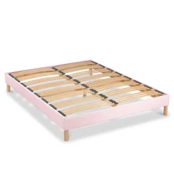 Bellecour Sommier à lattes en bois Lumière 160x200 cm Coloris Rose Livré en kit