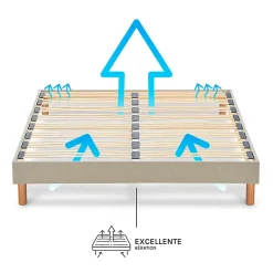 Nuit De Coton Sommier à lattes en bois Lino 160x200 cm Coloris Beige Livré en kit Clearance