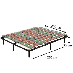 Monmobilierdesign Sommier à Lattes Ergonomique Avec Plots De Soutien 200x200 Cm Avec Pieds