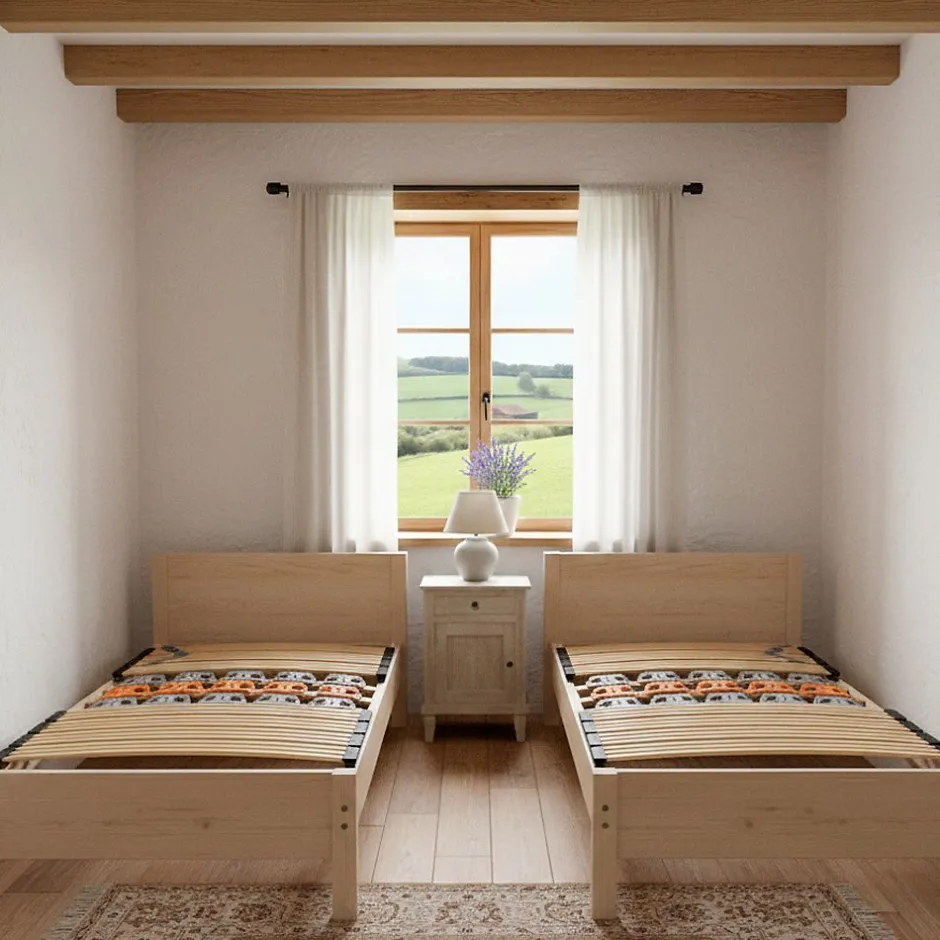 Monmobilierdesign Sommier à Lattes Ergonomique En Bois Avec Plots De Soutien 7 Zones De Confort 100x200 Cm Best
