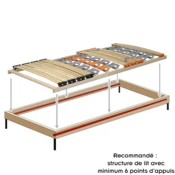 Monmobilierdesign Sommier à Lattes Ergonomique En Bois Avec Plots De Soutien 7 Zones De Confort 100x200 Cm Best