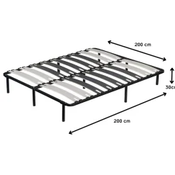 Monmobilierdesign Sommier à Lattes Larges 200x200 Cm Avec Pieds