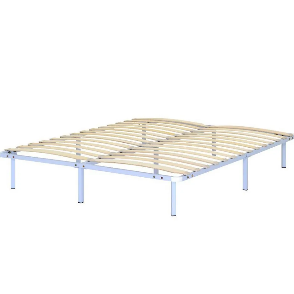 Monmobilierdesign Sommier à Lattes Robuste Avec Pieds En Acier - Montage Facile - 180x200 Cm Blanc