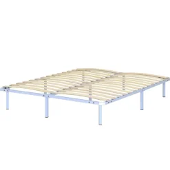 Monmobilierdesign Sommier à Lattes Robuste Avec Pieds En Acier - Montage Facile - 160x200 Cm Blanc New