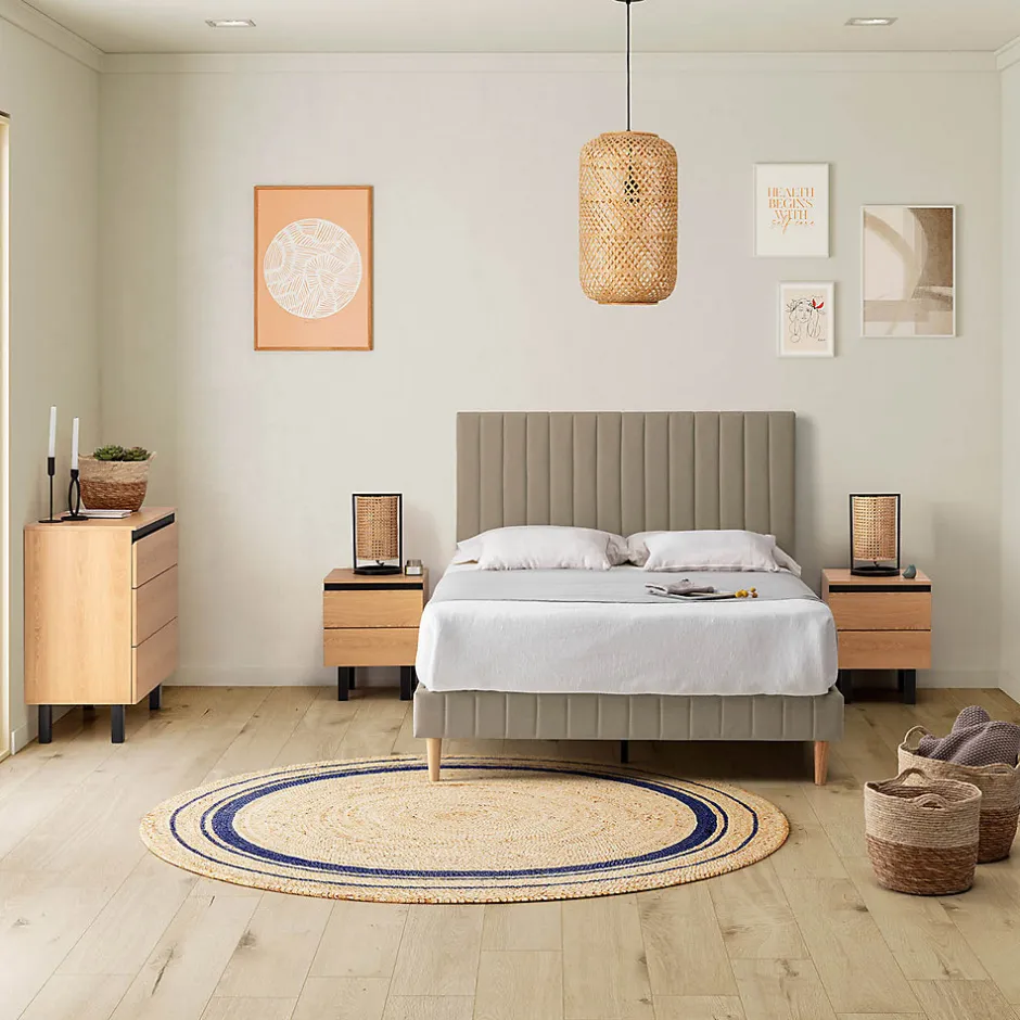 Vs Venta-Stock Sommier + tête de lit Eris 160x200 cm Beige