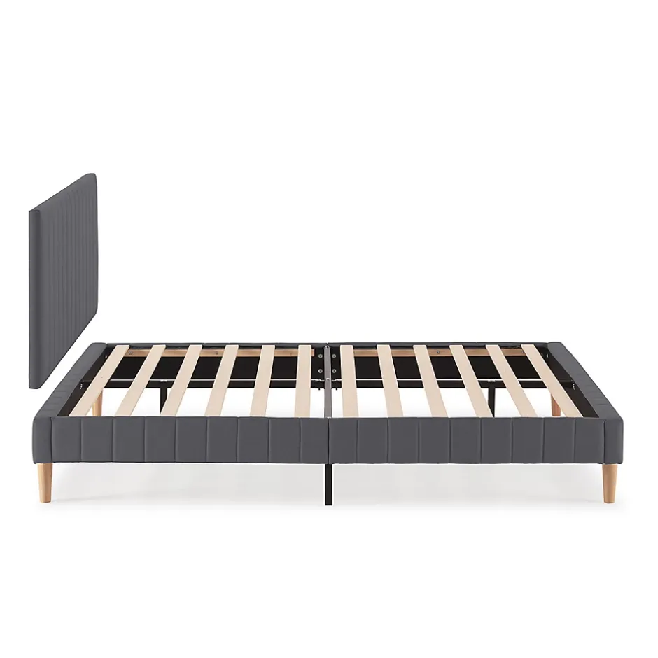 Vs Venta-Stock Sommier + tête de lit Eris 140x190 cm Gris foncé New