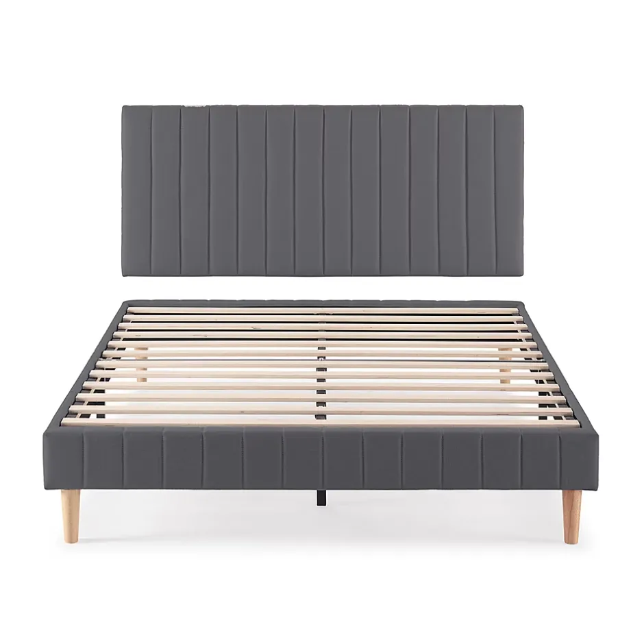 Vs Venta-Stock Sommier + tête de lit Eris 140x190 cm Gris foncé New